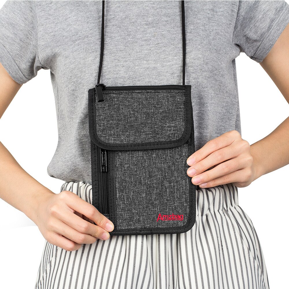Certificado de viagem bolsa cordão passaporte saco de armazenamento do telefone móvel pendurado pescoço bolsa de moeda anti-roubo oxford pano saco de cartão