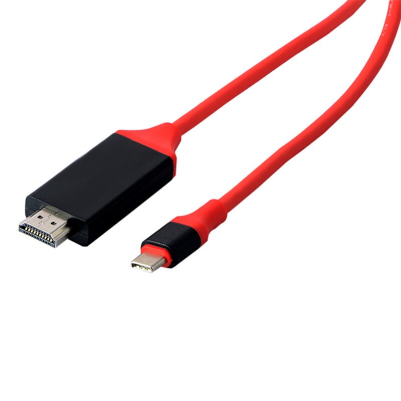 Bundwin type c usb 3.1 to hdmi-kompatibel kabel 4k 2m usb-c til hdtv konverteradapter for galaxy  s8 for huawei mate 10 pro  p20: Rød