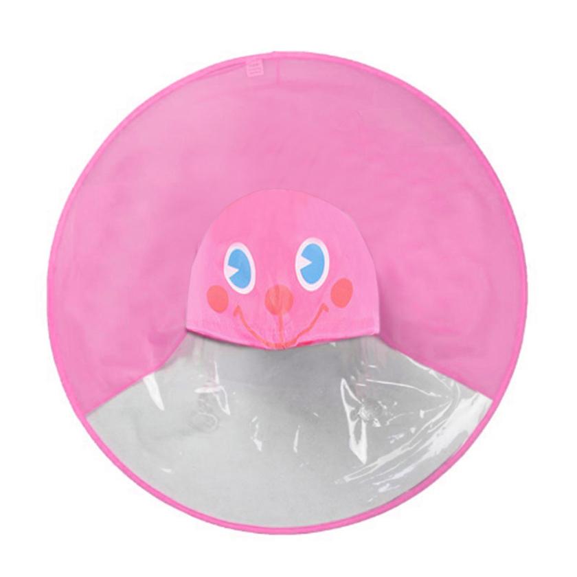 Cute Children Raincoat Rain Coat UFO Children Umbrella Hat Magical Hands Free Raincoat Great For Kids #: C