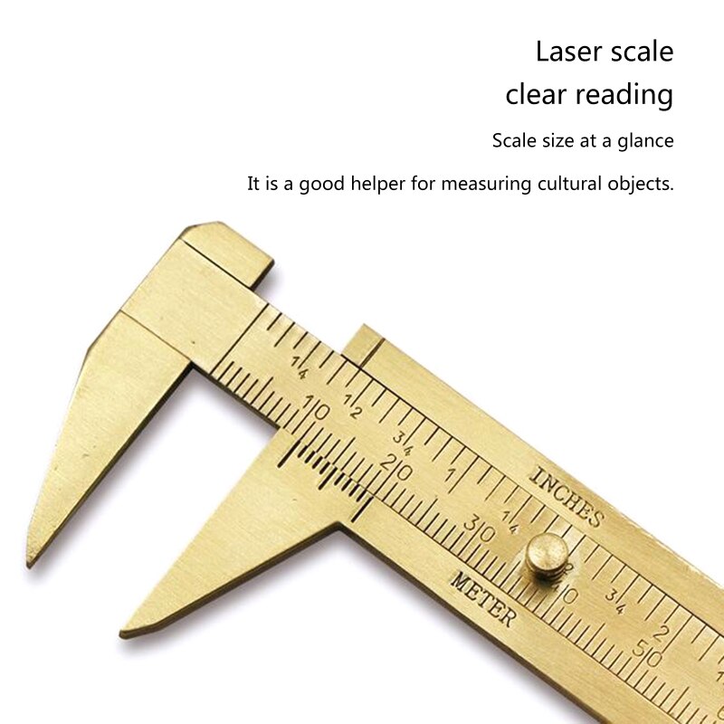 Calibrador Vernier de aleación de cobre, Mini calibrador de bolsillo deslizante de latón, de Metal de doble escala para medir piedras preciosas y joyería