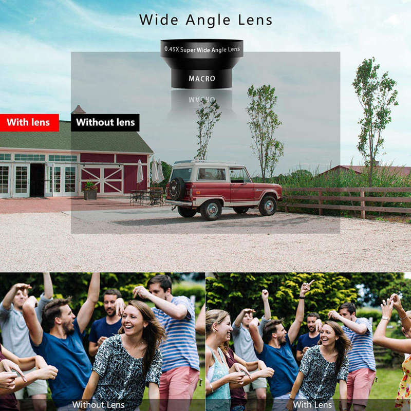 Large Aperture Hd Phone Lens, 52Uv 0.45X Wide Angle & 15X Macro Lens, 2 In 1 Clip-On Cell Phone Camera Lens For Iphone, Sams