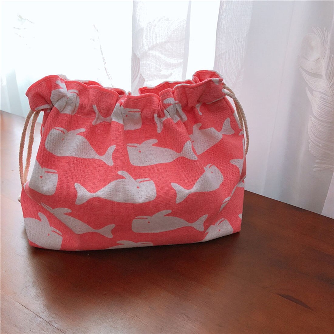 Moda almoço saco drawstring almoço sacos para mulheres crianças portátil lancheira estilo japonês bento tote bolsa de viagem piquenique: J Lunch Bag