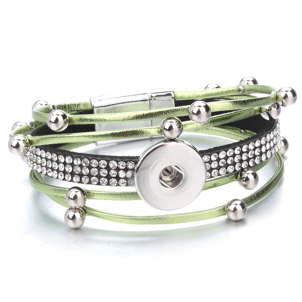 Bracelet en cuir fait à la main, boutons pression de 18mm, Punk, DIY, fabrication de bijoux: 34