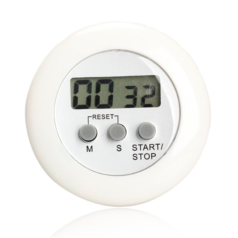5 Colors Available Digital Alarm Clock Round LCD Digital Kitchen Countdown Timer Alarm With Stand Kitchen Cooking Timers: White