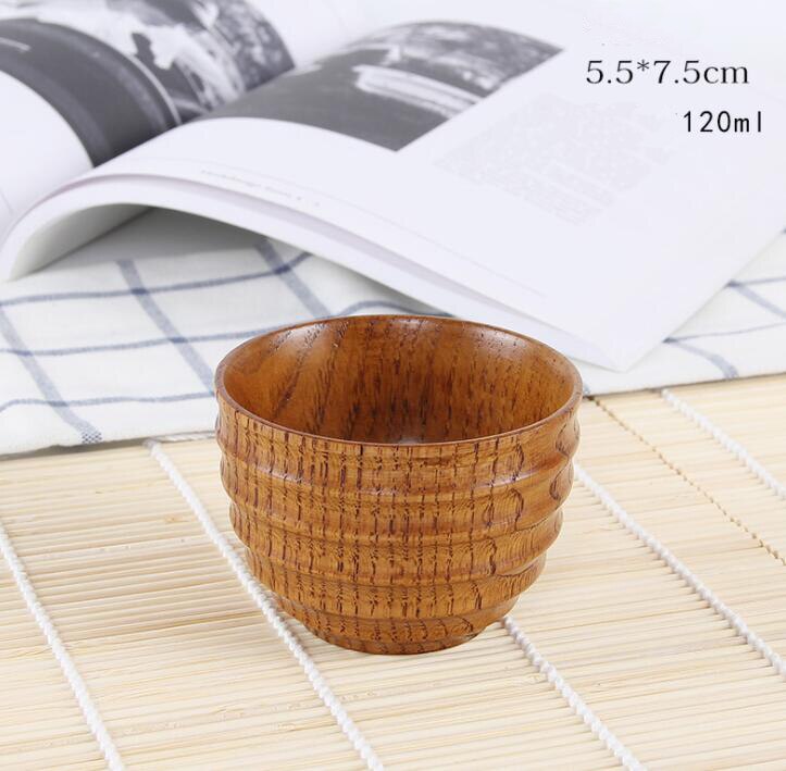 Naturligt trä mugg kaffe vin glas vattenkokare isolering tekopp för familjen te rum bar öl mjölk drinkware: 120ml