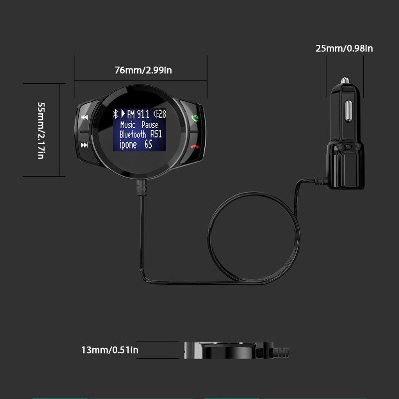 Large Screen Car Bluetooth Voice Kit Wireless Receiver for Handsfree Talking R2LC