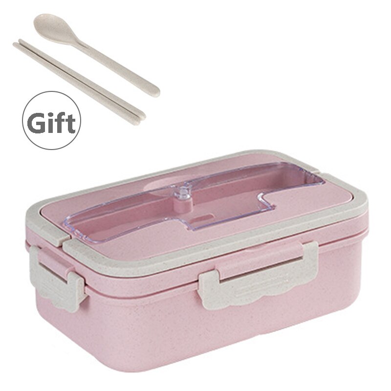 Bento Box Japanese Style For Kids Student Food Container Wheat Straw Material Leak-Proof Square Lunch Box With Compartment: G392268 / 1500ml