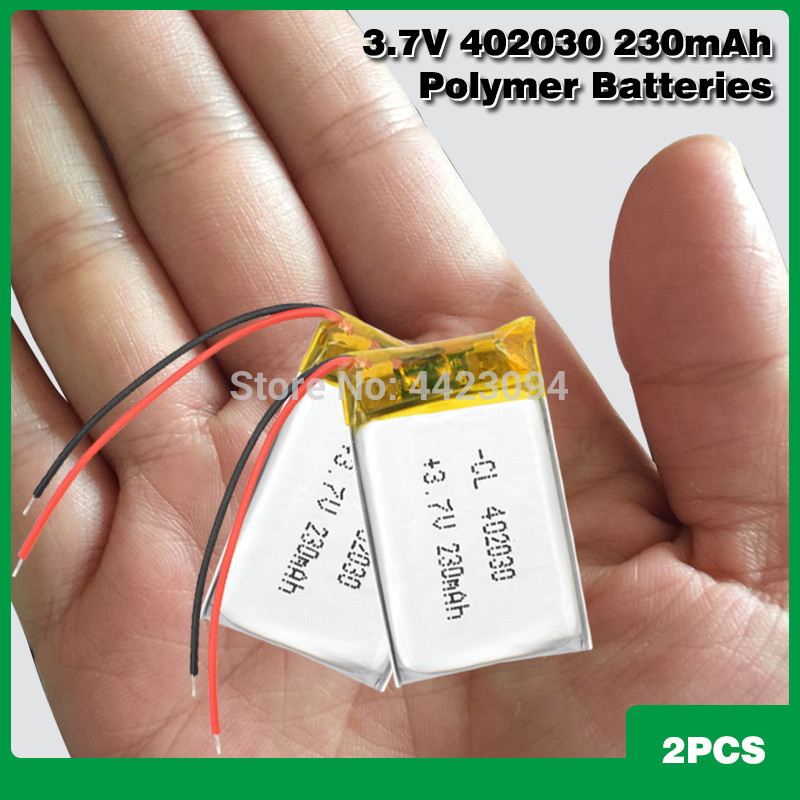 402030 3.7v 230mAh li-ion Lipo cellules Lithium li-po polymère batterie Rechargeable pour Bluetooth GPS MP3 MP4 enregistreur: 2PCS