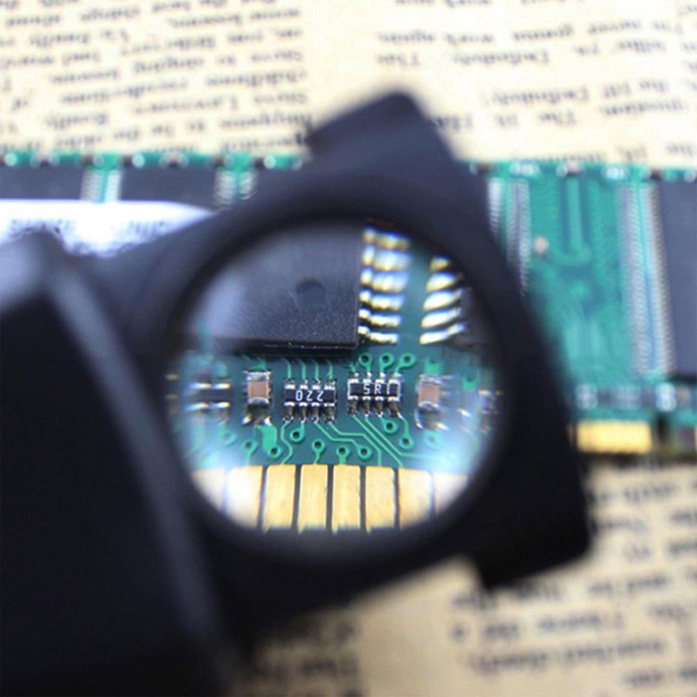 45X Magnifier Mini Microscope Jewelry Antiques Identification Magnifying Glass Pull-out Switch Loupe Glass LED Light