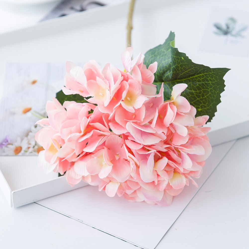 Siden hortensia höst år jul vas för heminredning tillbehör bröllop dekorativa växter billiga konstgjorda blommor: Rosa
