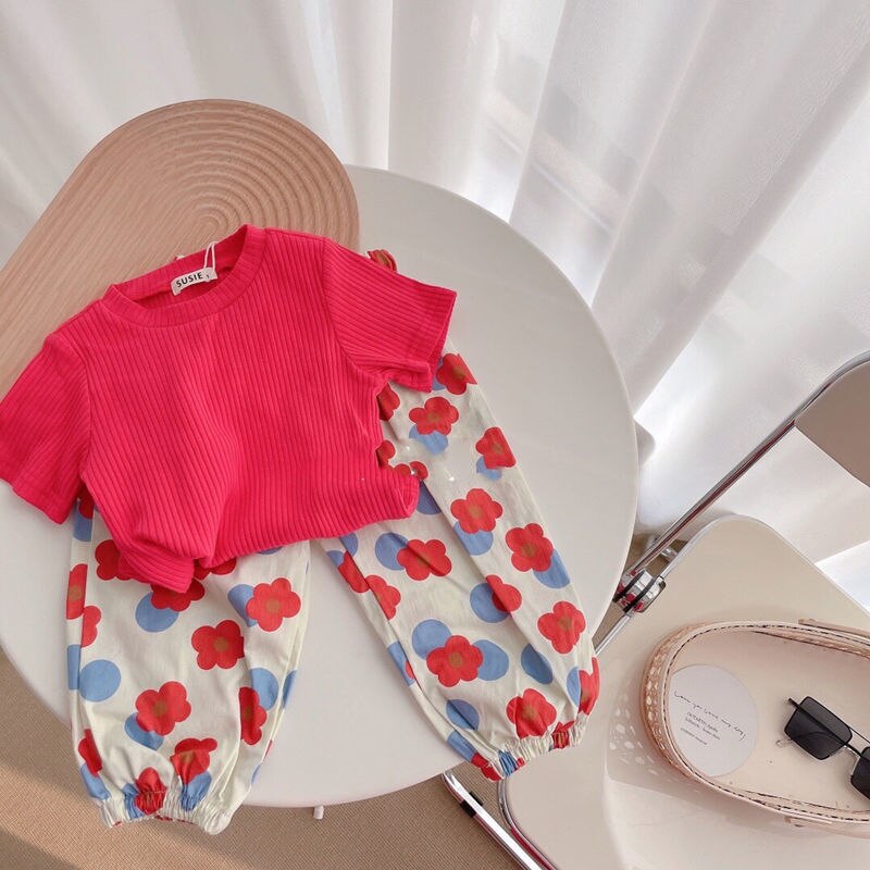 Ropa de bebé coreana para niñas de 2 a 7, de Color sólido Blusa de algodón de manga corta con cuello redondo, Top