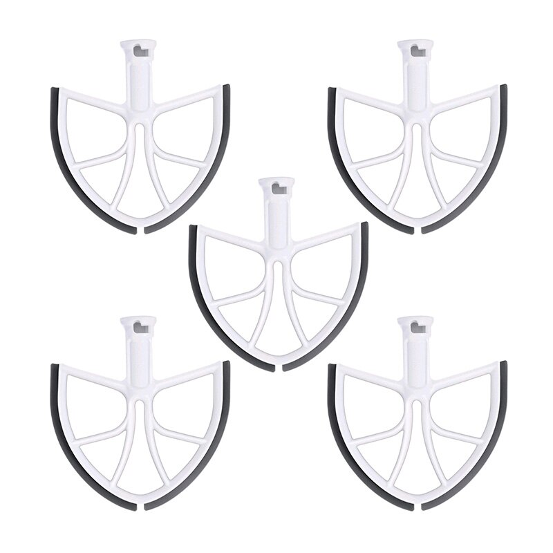 Batidor de borde flexible con bordes de silicona, piezas de repuesto para mezclador de pie de elevación de tazón KitchenAid 6 QT, 5 uds.