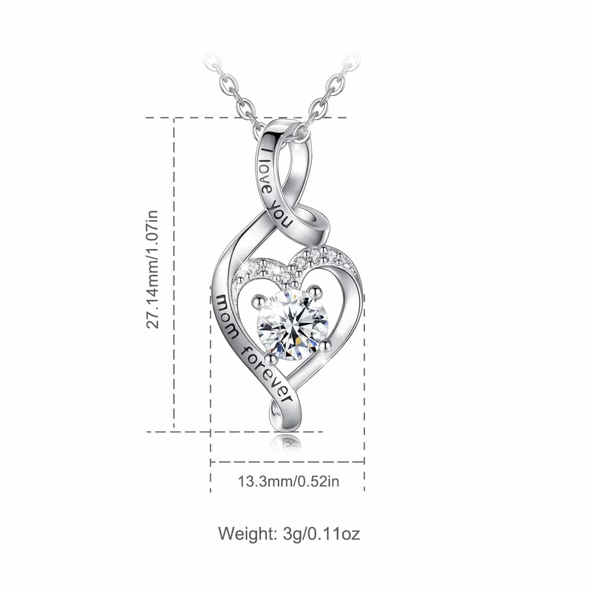 Eudora 925 Sterling Zilver I Love You Mom Forever Hart Hanger Pure Cz Ketting Het Beste Cadeau Voor Moeder Met een Doos Cyd349B