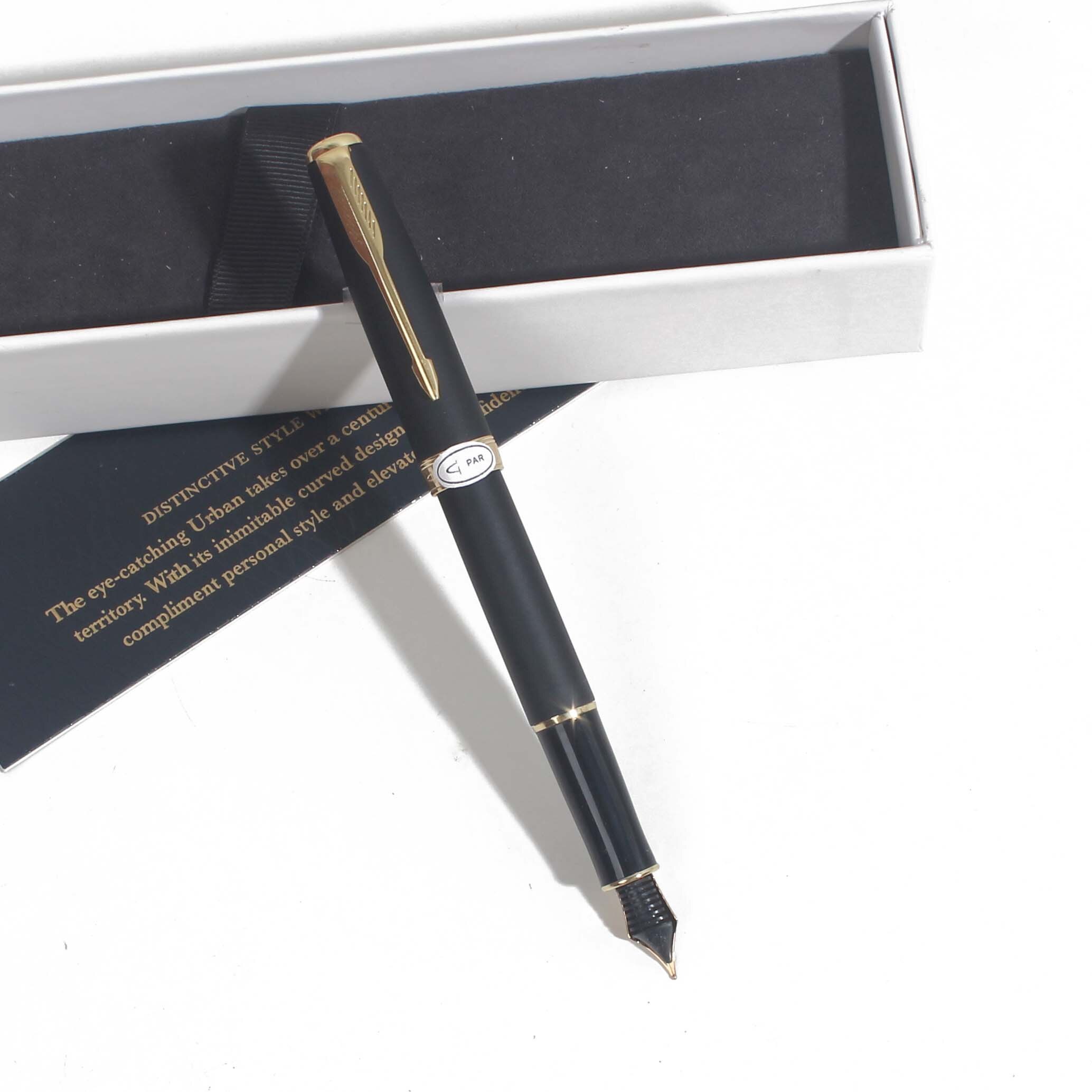 Sonneting Fountain pen metal office school pen Classic gold black gold clip pen with box black pen: Mate Black Gold