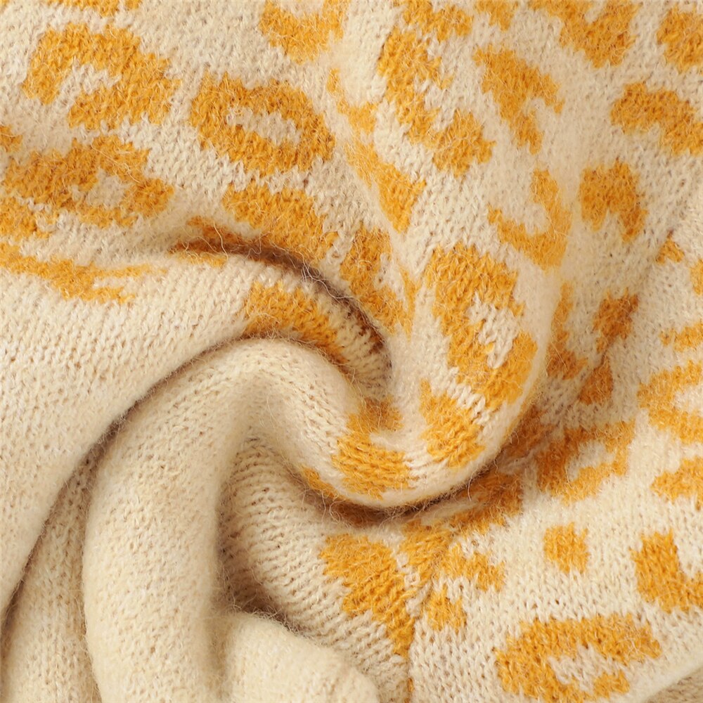 WenaZao, ropa para niños, suéter con estampado de leopardo, abrigo, cárdigan de punto con botones y cuello redondo de manga larga para niñas, Tops para Otoño e Invierno