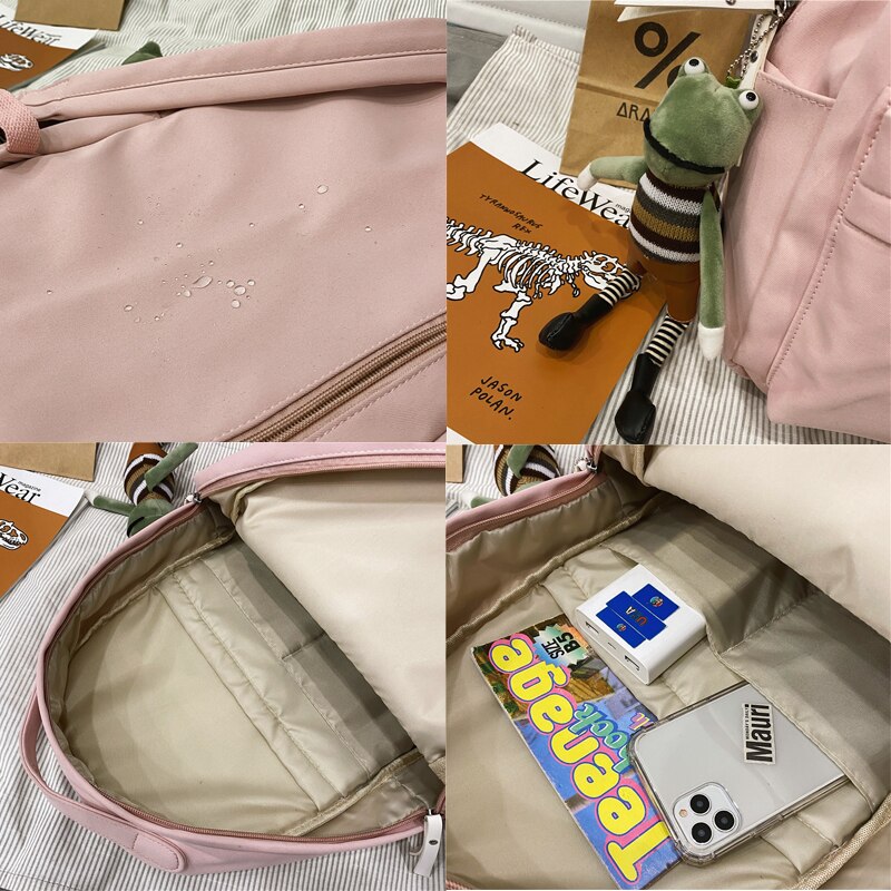 JULYCCINO Neue Einfarbig Rucksack Frauen Wasserdichte Nylon Nette Schule Tasche Schulter Student Tasche Teenager Mädchen College Rucksack