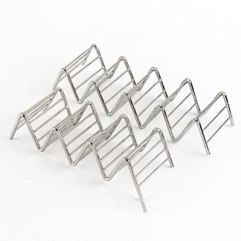 Convenient Kitchen Accessories Wave Shape Stainless Steel Taco Holders Mexican Food Rack Pizza Tool Restaurant Food Show Rack