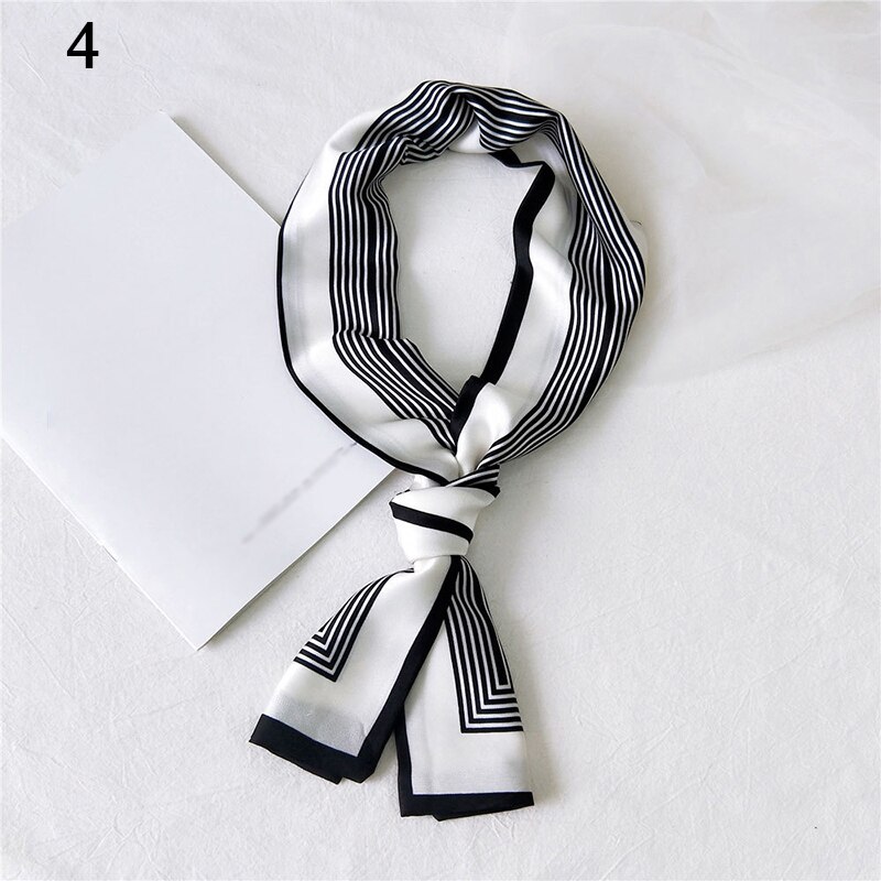 Women Neck Scarf Diy Hair Tie Hairbands Euro Style Skinny Wristband Narrow Long Striped Scarves Handbag Ribbon: 4
