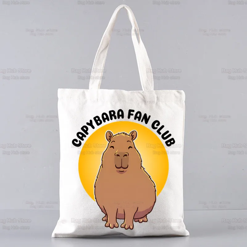 Capybaras Draagtas Unisex Canvas Tassen Gewoon Een Meisje Dat Houdt Van Capybaras Boodschappentassen Bedrukt Casual Schoudertas Opvouwbaar: MULTI