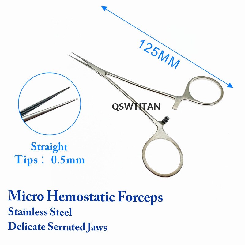 Microvasculaire Hemostatische Klem Tang Chirurgische Tang Hemostat Vergrendeling Klemmen Tang Vissen Tang: Stainless-Straight