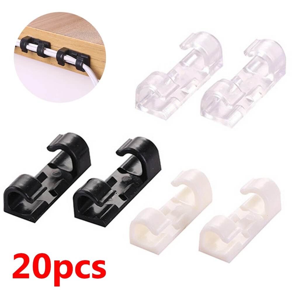 5/20PCS Cable Organizer Clips Cable Management Desktop & Workstation ABS Wire Manager Cord Holder USB Charging Data Line Winder