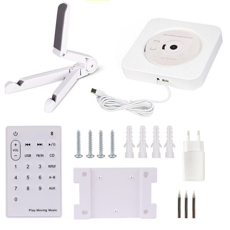 Cd-spiller veggmontert bluetooth fm-radio usb  mp3 med fjernkontroll innebygd hifi-høyttaler
