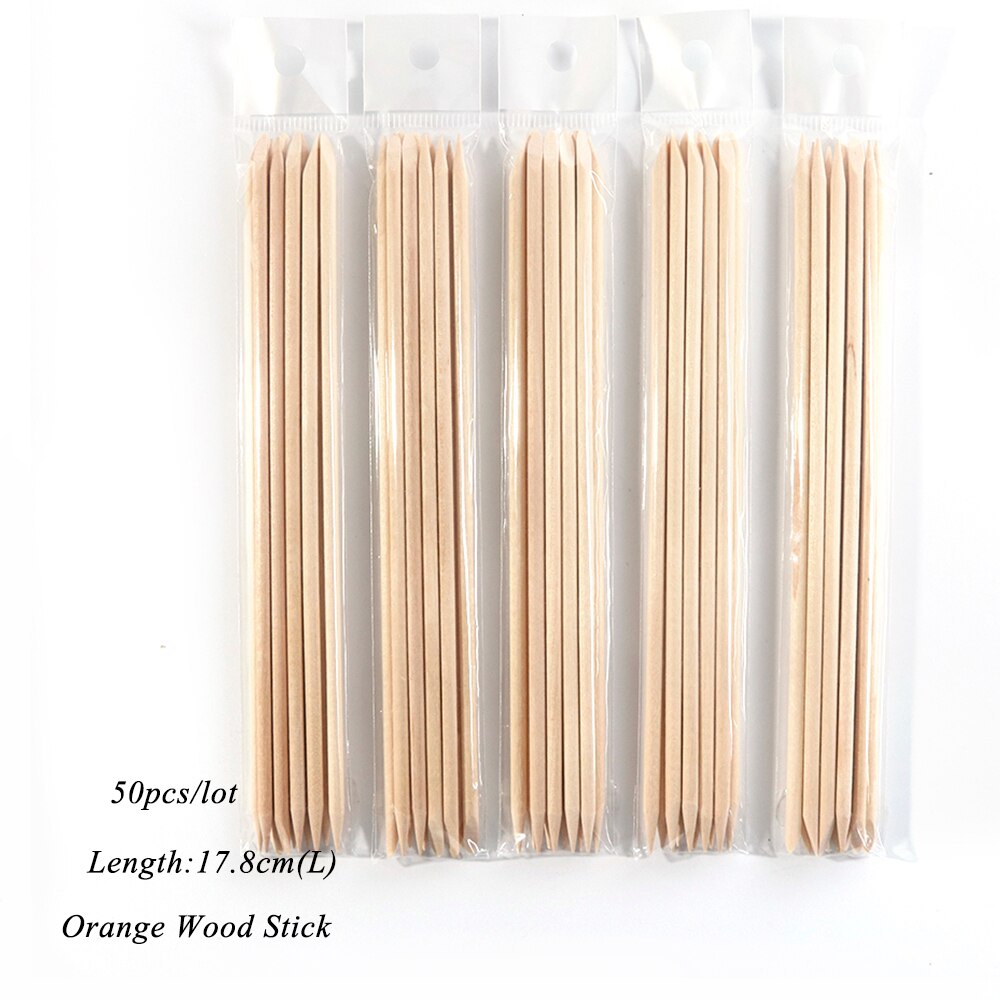 10/30/50/100pcs Bois Baguettes D&#39;orange Ongles Cuticule Poussoir Retrait Parsemant Gemme Outil De Manucure Pédicure Ongles Ensemble de Bâtonnets De NT709: 50pcs L