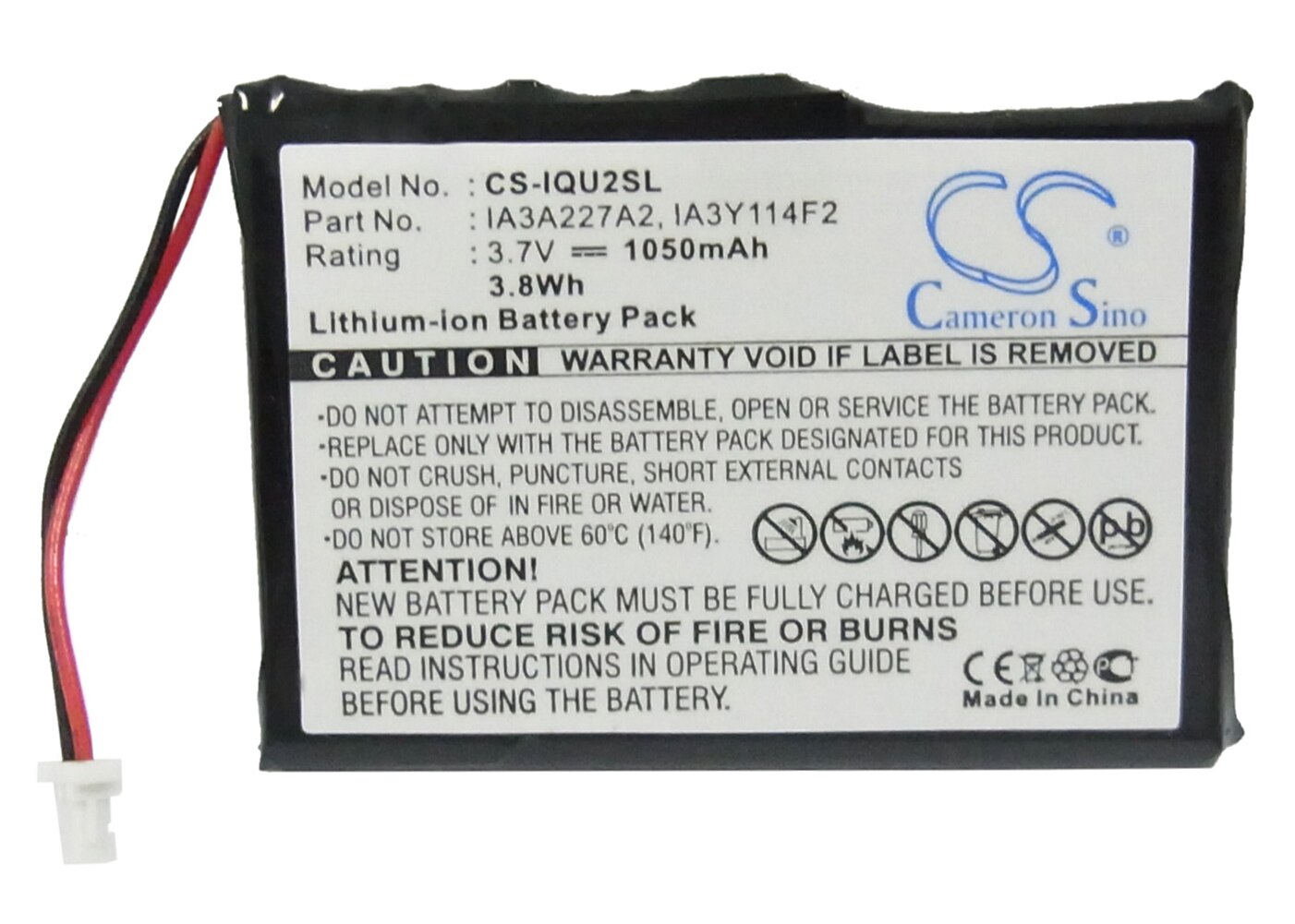 Cameron Sino 1050mA Battery for Garmin Quest 2 IA3A227A2,IA3Y114F2