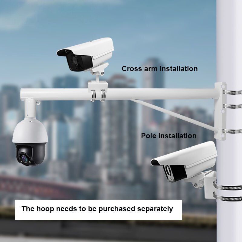 Indoor Outdoor Multi-Angle Adjustment Security CCTV Camera Holder Stand Support Metal Hoops Cross Arm Mount Pole Mount Bracket