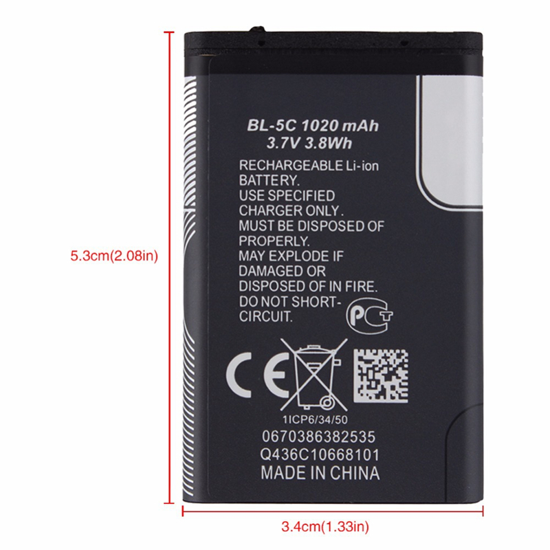 Batería BL-5C BL 5C para Nokia, 3,7 v, 1020mAh, 1100, 1110, 1112, 1208, 1600, 2255, 2270, 2280, 1 a 10 unidades