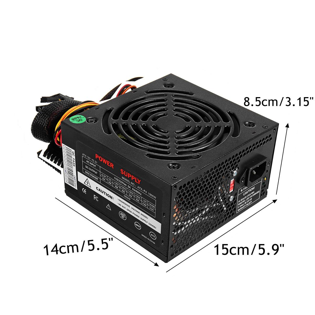 Pfc 1000W Voeding Psu Stille Ventilator Atx 24pin 12V Pc Computer Sata Gaming Pc Voeding Voor intel Amd Computer Zwart