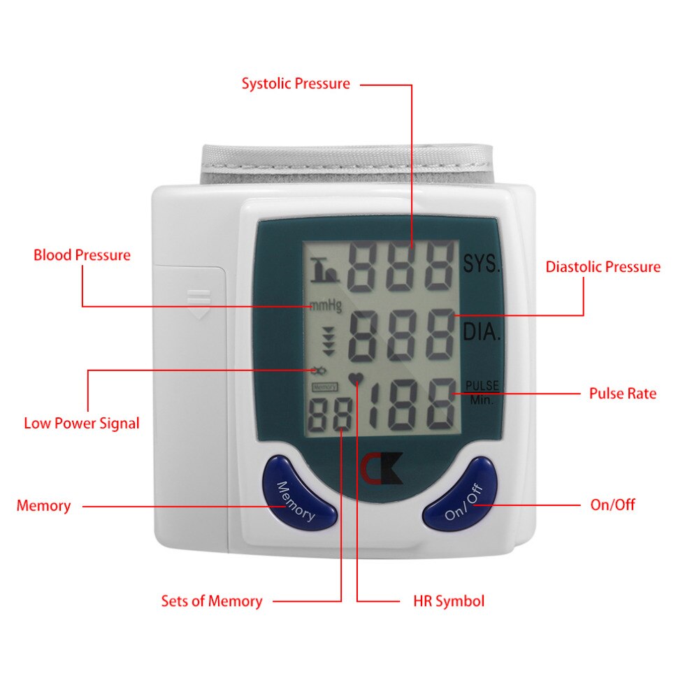 Digitale Lcd Pols Bloeddrukmeters Meter Gezondheidszorg Heart Beat Rate Pulse Maatregel Meter Tonometer Bloeddrukmeters
