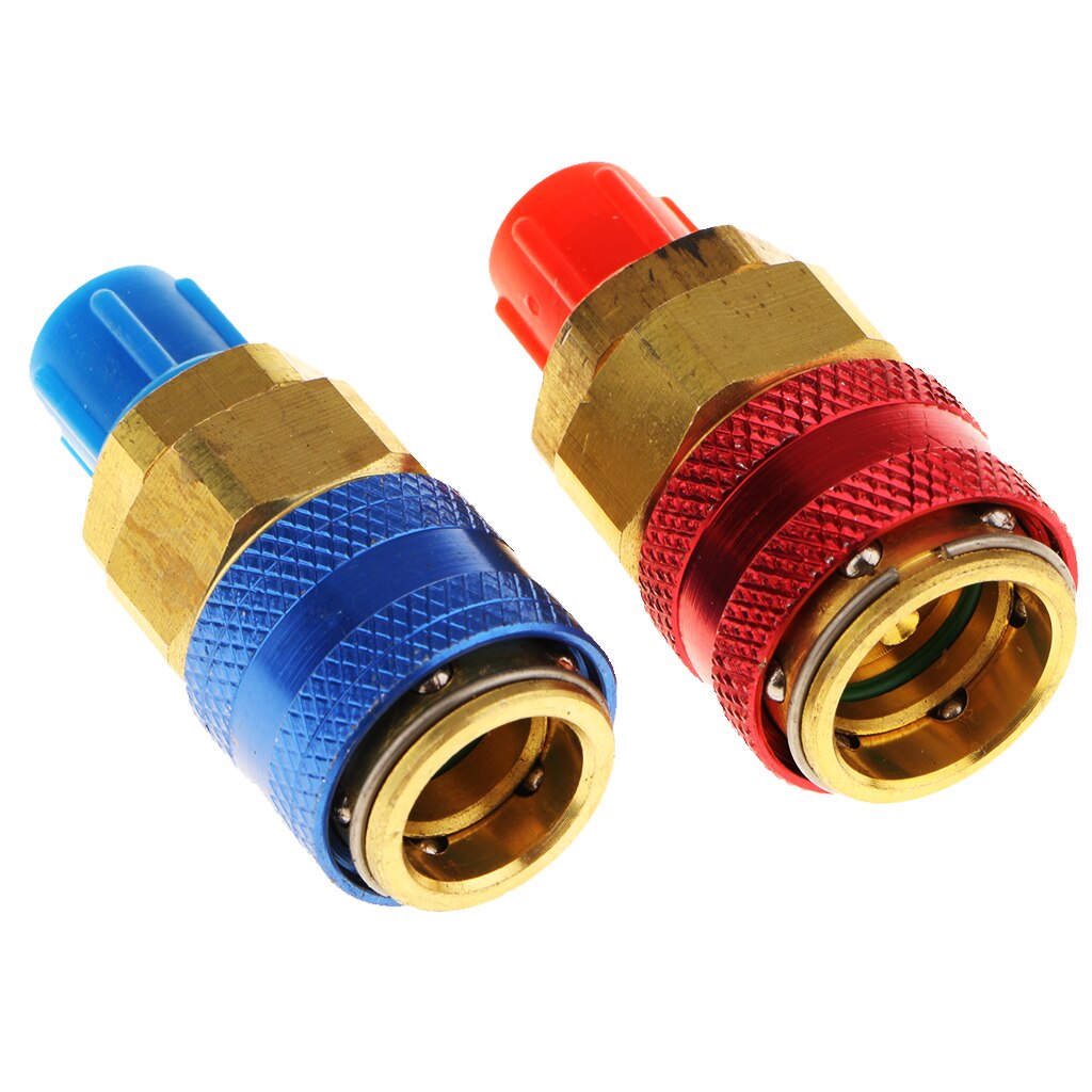 2Pcs R134A Adapter Fittings Hoge Lage Snelkoppeling Connector Ac Auto Airconditioner Manometer Slang Connector 1/4 Inch
