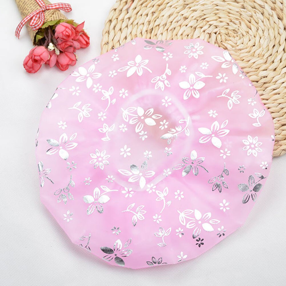 Elastic Band Spa Cute Protective Kitchen Thicken Waterproof Hat Shower Cap Hair Cover Bath Travel Floral Print Home Bathroom