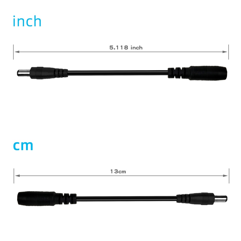 2 styk  of 5.5 x 2.1mm omvendt polaritet konverter kabel til guitar klaver pedaler keyboard
