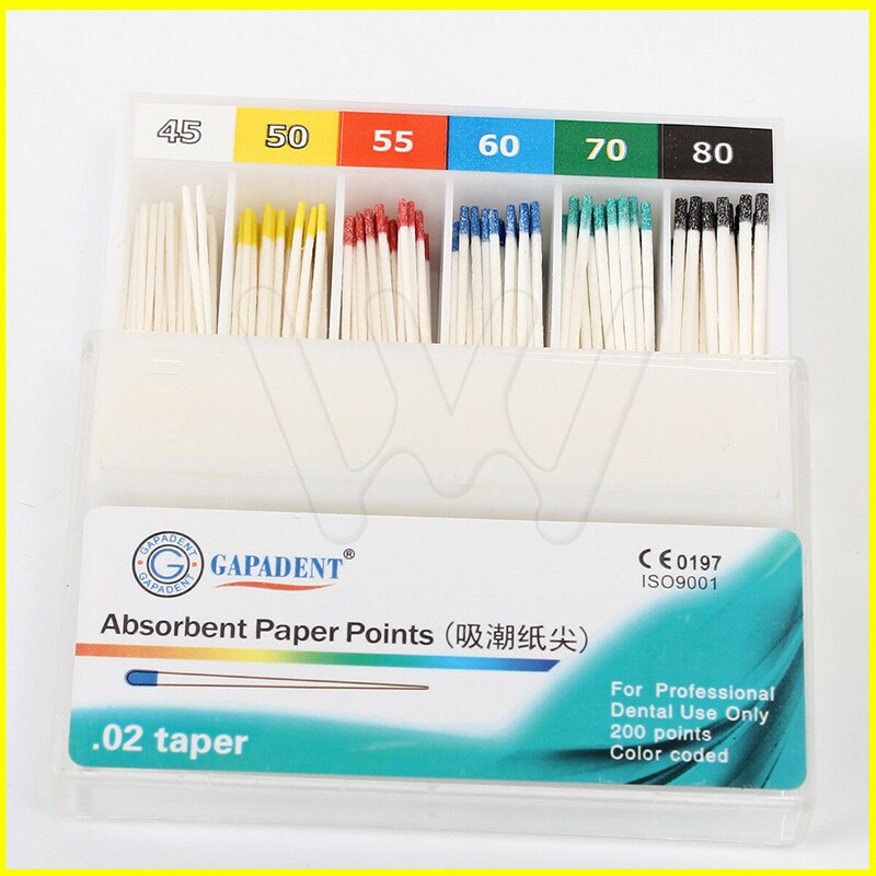 10 boxes/2000pcs Dental Material Absorbent Paper Points Dentist Products 0.02 Taper