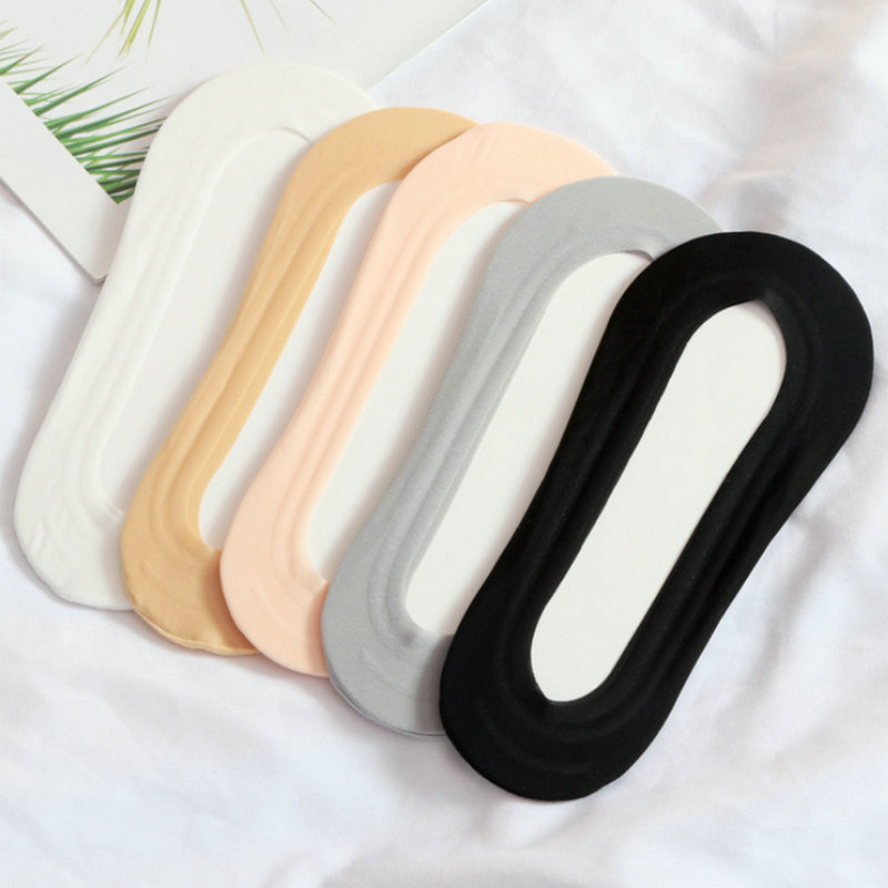 5 Pairs Invisible Boat Socks Women Summer No Trace Silicone Non-Slip Socks for High Heels Shoes Ice Silk Thin Slippers Sock: Yellow