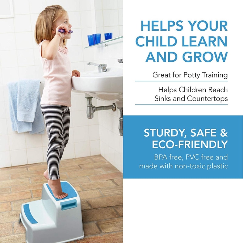 2 Pack deux étapes enfants étape tabourets enfant en bas âge étapes de sécurité pour salle de bain cuisine et toilette pot formation pieds antidérapants