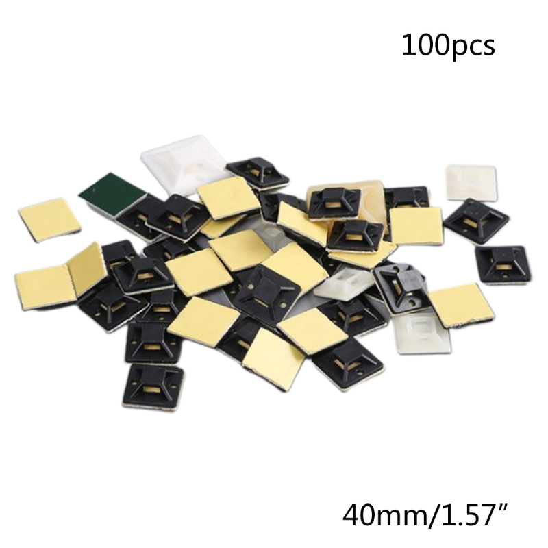 100PCS Adhesive Cable Zip Tie Mounts Anchor Wire Tie Downs 20mm/25mm/30mm/40mm 40JA