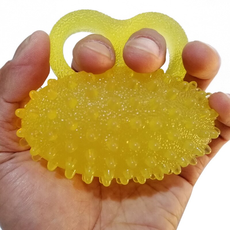 Hand Grip Strengthener Grip Exercise Ball with Massage Points, Finger Holes for Adults and Kids: Yellow