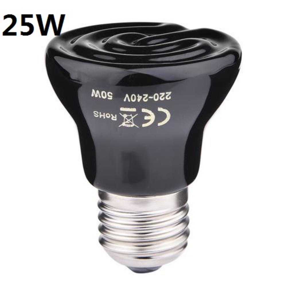 Lámpara calefactora de cerámica con infrarrojos lejanos para mascotas, calefactor para Reptiles, tortugas y lagartos, de 25W/50W/75W/100W 220V, E27: 25w