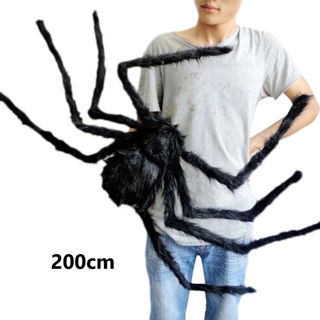 Grand araignée en peluche pour Halloween, accessoires de décoration de fête, grande araignée d'extérieur, chambre de décoration, tour d'une farce, grande araignée: Gris foncé