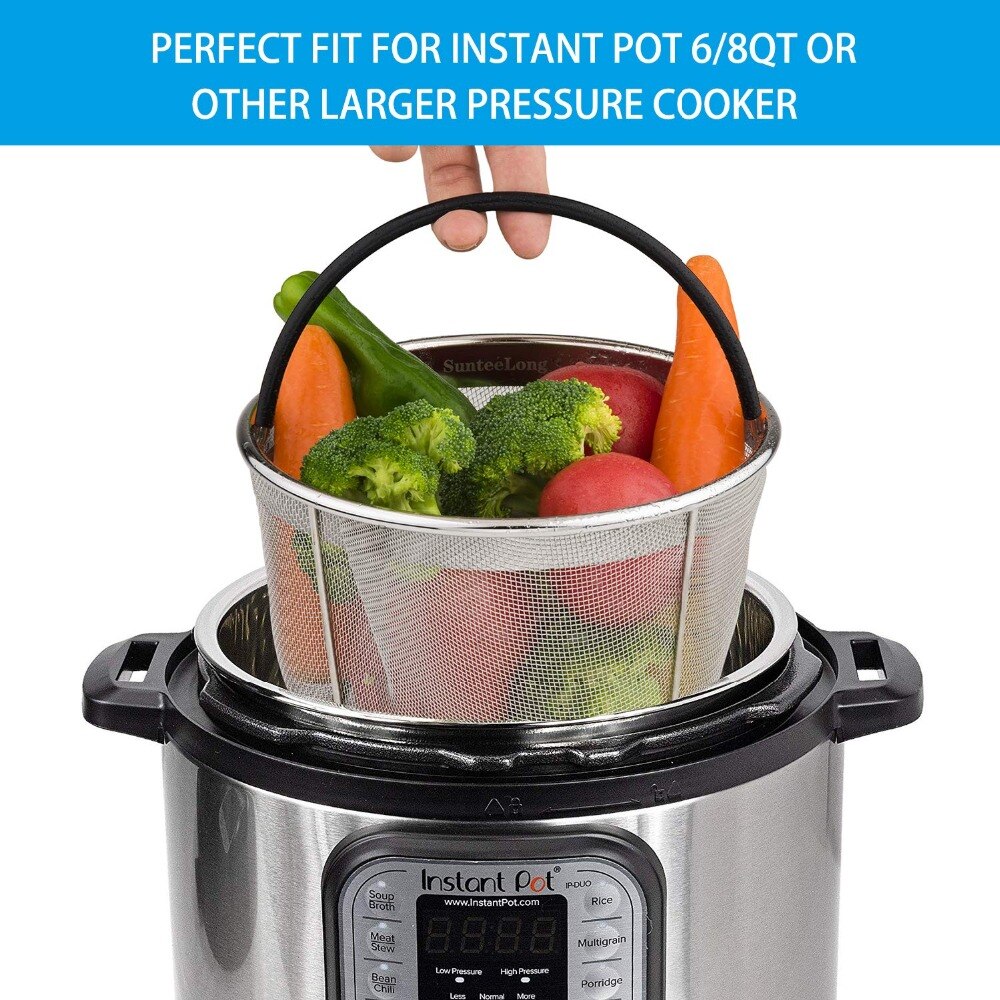 Steamer Basket for Instant Pot 6Qt Stainless Steel Mesh Steamer with Silicone Handle Kitchen Accessories for Steaming Vegetable