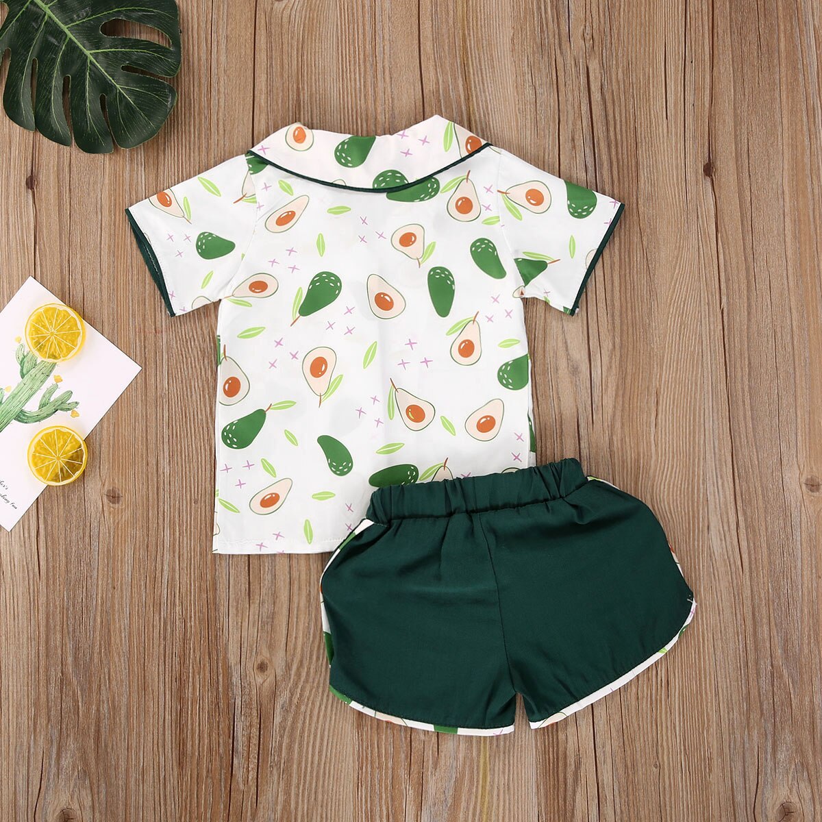 Børn kortærmet nattøj avocado frugt pyjamas baby hjemdragt 2 stk tøj 2-6y børn spædbarn baby drenge piger pyjamas sæt