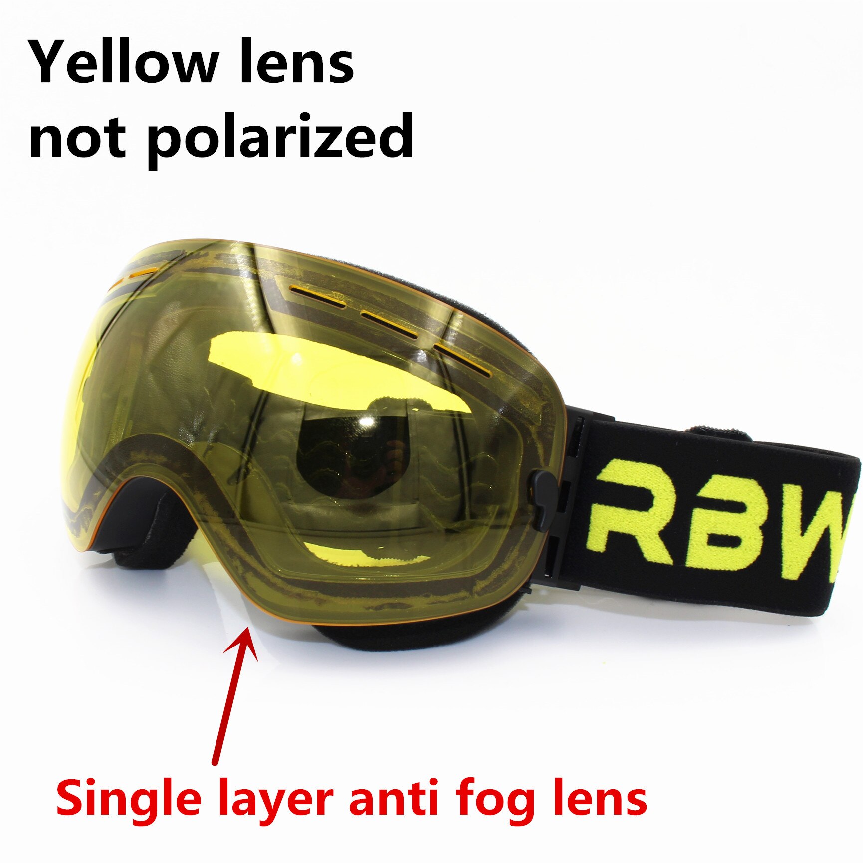 Rbworld merk grote skibril dubbele lens  uv400 anti-condens volwassen snowboard skibril dames heren gepolariseerde sneeuwbril: 6 enkellaags lenzen