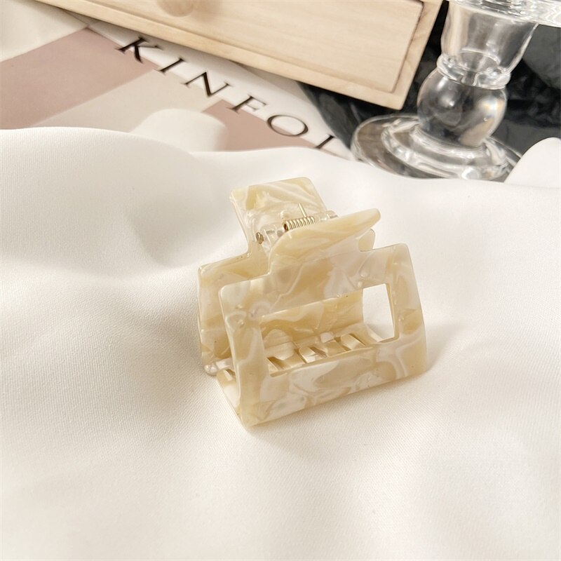 Moda grampo de cabelo multicolorido acrílico oco quadrado rabo de cavalo grab meninas grampo de cabelo acessórios de estilo de cabelo