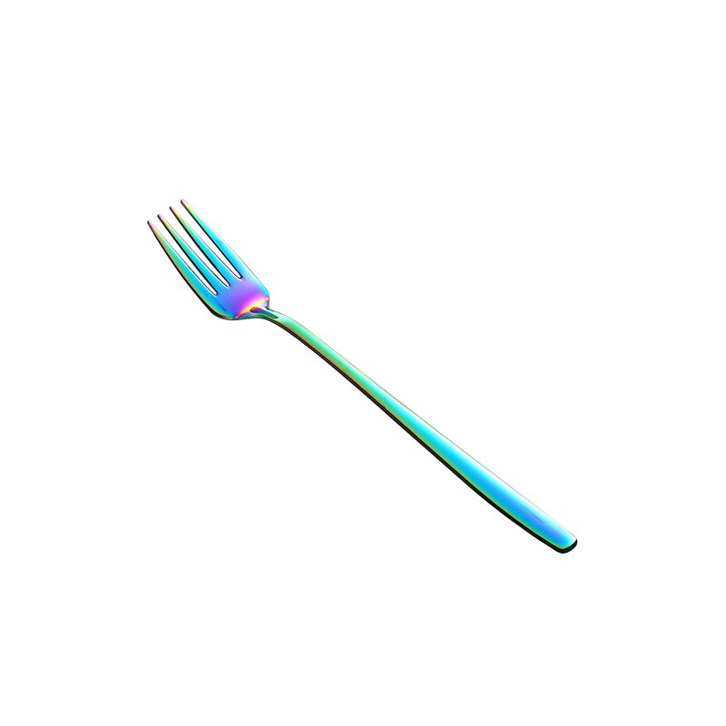 1PC Dessert Spoon Stainless Steel Vacuum Plating Coffee Dessert Stirring Spoon Shovel Long Handle Fruit Salad Forks: Fork-4