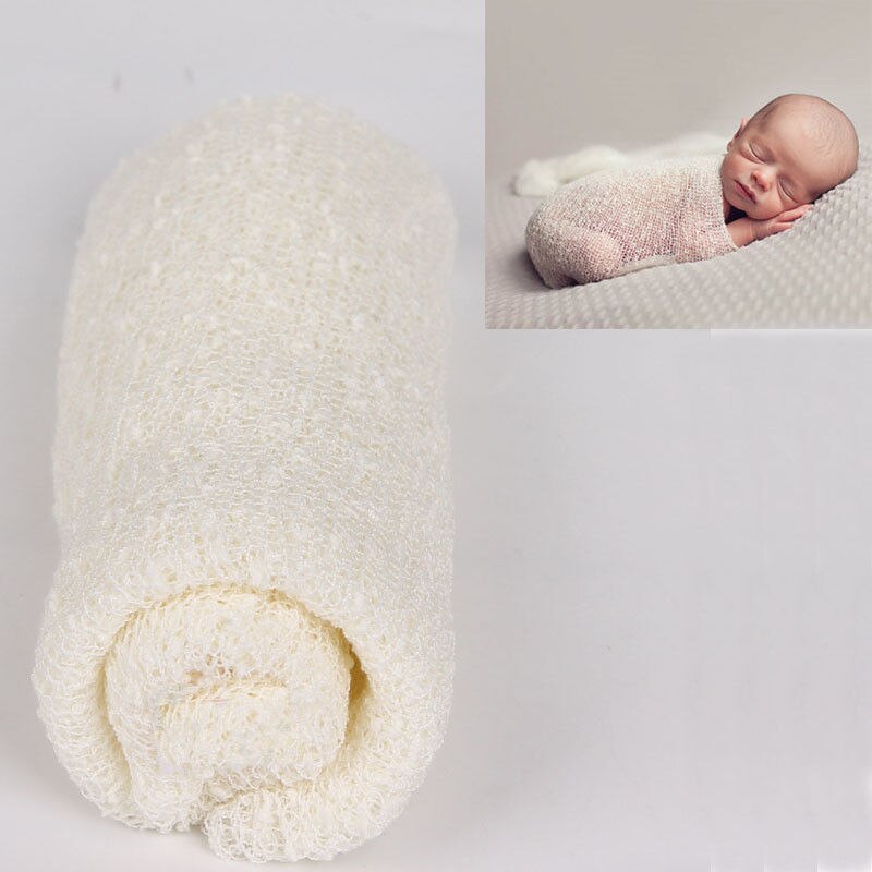 Nyfødt baby hule indpakket tæppe fyldstof fotografering foto rekvisitter bund wrap: Creme hvid