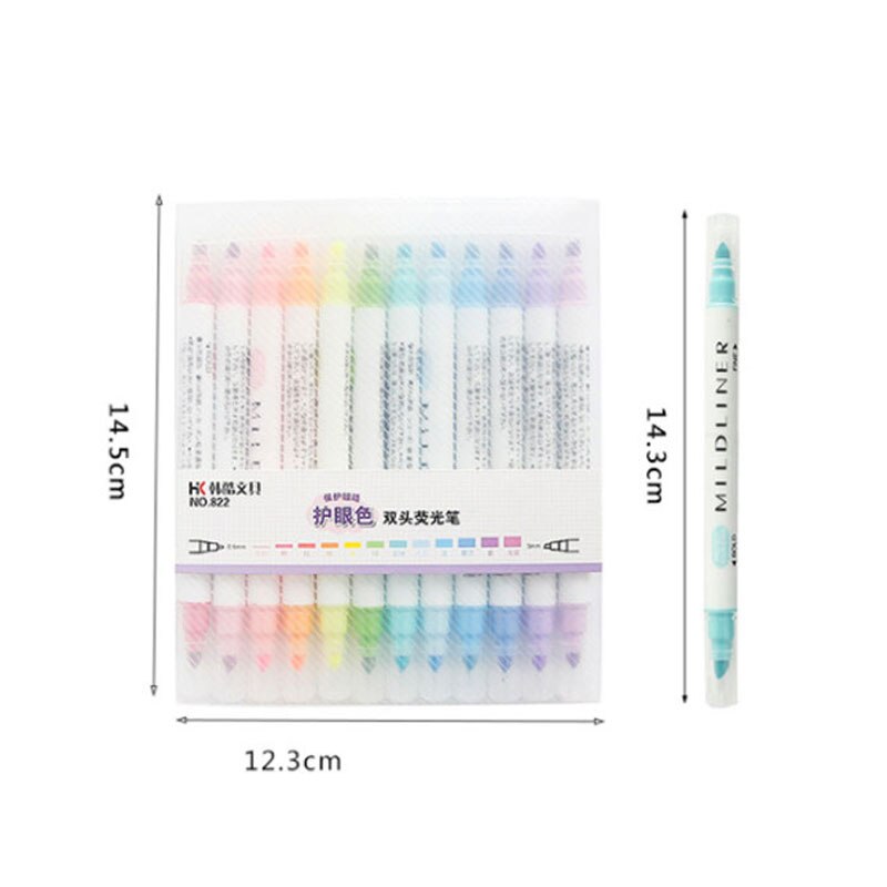 HOPK Highlighters Set 12 Colors Double Head Highlighter Kawaii Cartoon ...