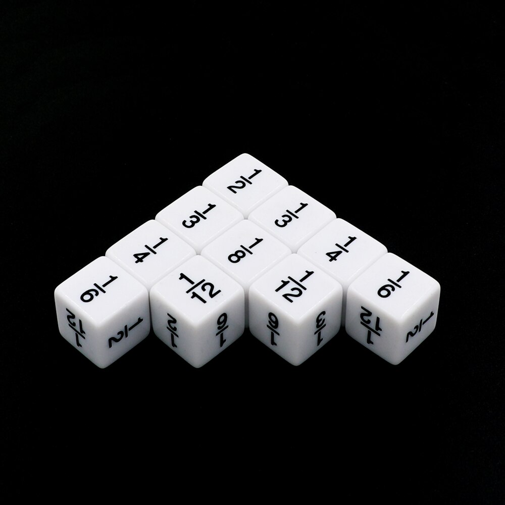 Herramienta de enseñanza auxiliar, símbolo de dados de fracción acrílica, agregar restar, multiplicar, dividir, aritmética, cubo matemático, 10 unids/paquete: Numerator 1